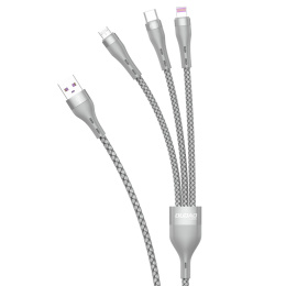 Kabel Dudao 3w1 USB - Lightning / microUSB / USB Typ C 65W 1,2m szary