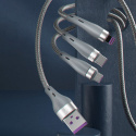 Kabel Dudao 3w1 USB - Lightning / microUSB / USB Typ C 65W 1,2m szary