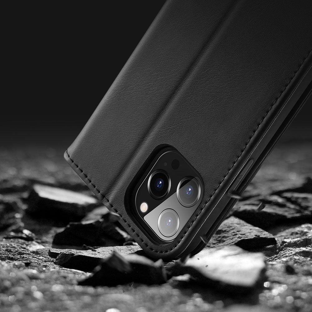 Etui Hivo Dux Ducis skórzane z klapką do iPhone 13 Pro czarny