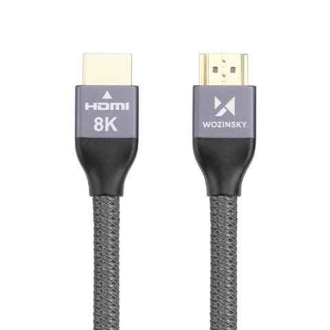 Wozinsky kabel HDMI 2.1 8K 60 Hz 48 Gbps / 4K 120 Hz / 2K 144 Hz 5m srebrny (WHDMI-50)