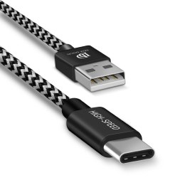 Nylonowy kabel Dux Ducis K-ONE Series przewód USB / USB-C 2.1A 0,25M czarny