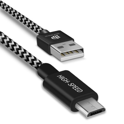 Nylonowy kabel Dux Ducis K-ONE Series przewód USB / micro USB 2.1A 0,25M czarny