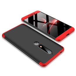 Etui na całą obudowę przód + tył do Nokia 6.1 czarno-czerwony