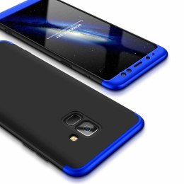 Etui na całą obudowę przód + tył Samsung Galaxy A8 2018 czarno-niebieski