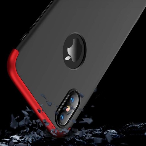 Etui na całą obudowę przód + tył do iPhone XR czarno-czerwony