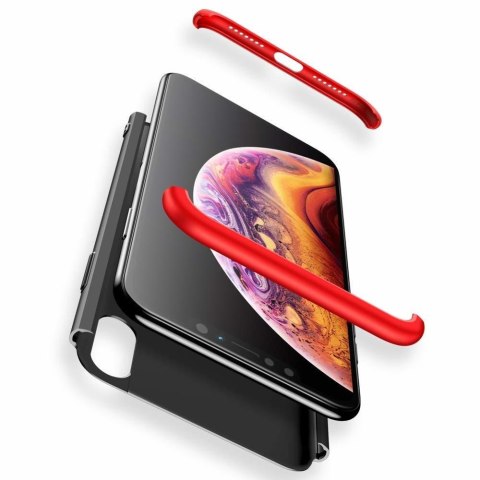 Etui na całą obudowę przód + tył do iPhone XR czarno-czerwony