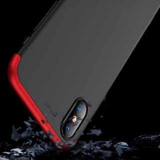 Etui na całą obudowę przód + tył do iPhone XS Max czarno-czerwony