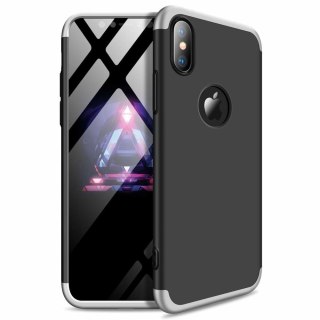 Etui na całą obudowę przód + tył do iPhone XS Max czarno-srebrny