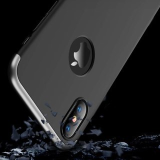 Etui na całą obudowę przód + tył do iPhone XS Max czarno-srebrny