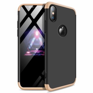 Etui na całą obudowę przód + tył do iPhone XS Max czarno-złoty