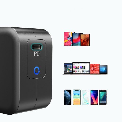 Choetech szybka ładowarka sieciowa GaN USB Typ C 61W 3A Power Delivery czarny (Q6006)