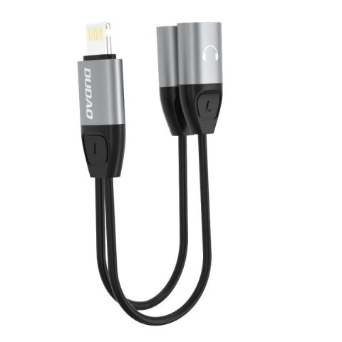 Adapter słuchawkowy przejściówka ze złącza Lightning na 2x Lightning do muzyki i ładowania szary (L17i gray)