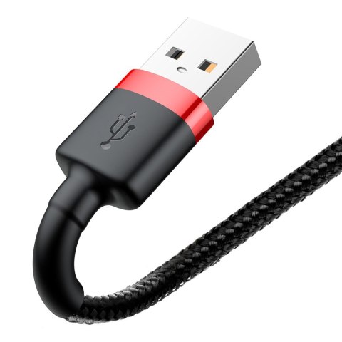 Baseus Cafule Cable wytrzymały nylonowy kabel przewód USB / Lightning QC3.0 2.4A 0,5M czarno-czerwony (CALKLF-A19)