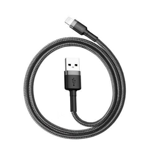 Baseus Cafule Cable wytrzymały nylonowy kabel przewód USB / Lightning QC3.0 2.4A 0,5M czarno-szary (CALKLF-AG1)