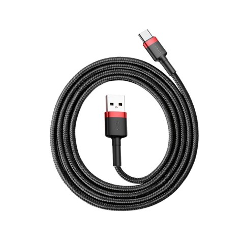 Baseus Cafule Cable wytrzymały nylonowy kabel przewód USB / USB-C QC3.0 3A 1M czarno-czerwony (CATKLF-B91)