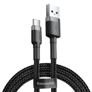 Baseus Cafule Cable wytrzymały nylonowy kabel przewód USB / USB-C QC3.0 3A 1M czarno-szary (CATKLF-BG1)