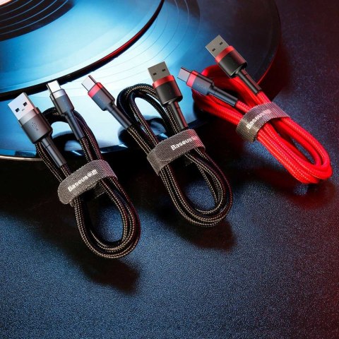 Baseus Cafule Cable wytrzymały nylonowy kabel przewód USB / USB-C QC3.0 3A 1M czarno-szary (CATKLF-BG1)