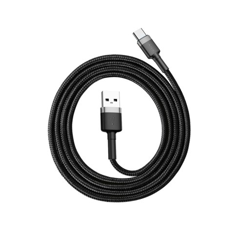 Baseus Cafule Cable wytrzymały nylonowy kabel przewód USB / USB-C QC3.0 3A 1M czarno-szary (CATKLF-BG1)
