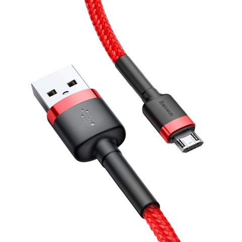 Baseus Cafule Cable wytrzymały nylonowy kabel przewód USB / micro USB QC3.0 1.5A 2M czerwony (CAMKLF-C09)