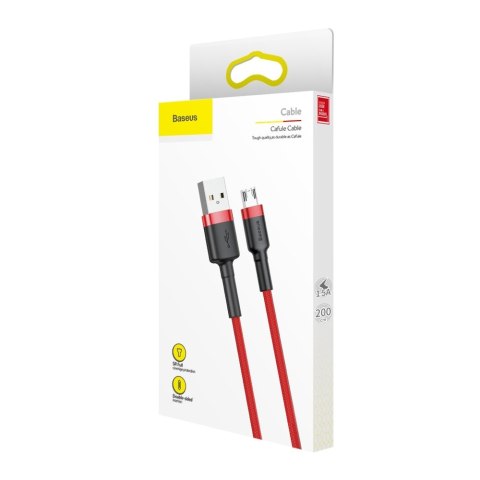 Baseus Cafule Cable wytrzymały nylonowy kabel przewód USB / micro USB QC3.0 1.5A 2M czerwony (CAMKLF-C09)