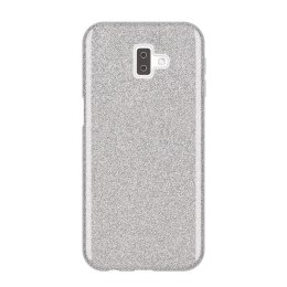 Błyszczące etui pokrowiec z brokatem do Samsung Galaxy J6 Plus 2018 srebrny