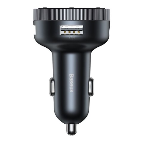 Baseus Enjoy transmiter FM ładowarka samochodowa LED 2x USB / 3,5mm jack bezprzewodowy odtwarzacz MP3 Bluetooth 5.0 3.4A czarny 