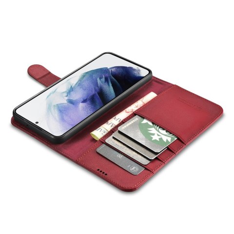 Etui ICarer Haitang Leather Wallet Case do Samsung Galaxy S22 Plus czerwony