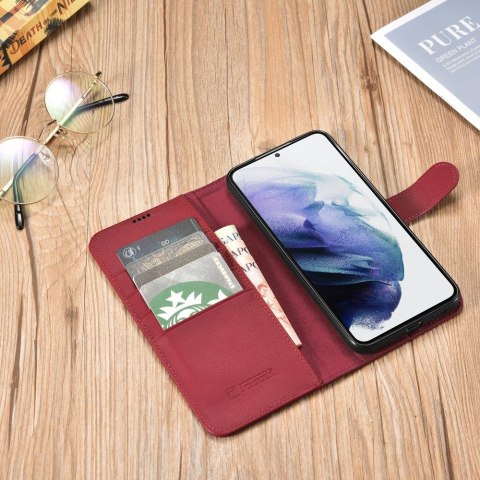 Etui ICarer Haitang Leather Wallet Case do Samsung Galaxy S22 Plus czerwony