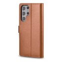 Etui ICarer Haitang Leather Wallet Case do Samsung Galaxy S22 Ultra brązowy