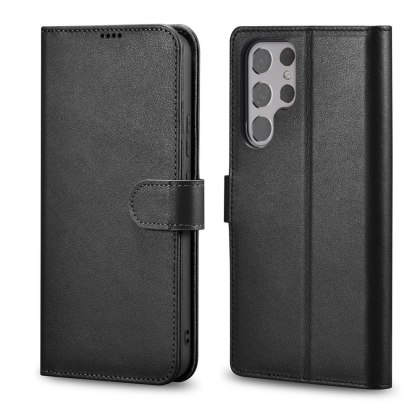 Etui ICarer Haitang Leather Wallet Case do Samsung Galaxy S22 Ultra czarny