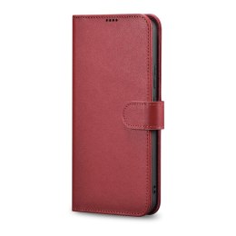 Etui ICarer Haitang Leather Wallet Case do Samsung Galaxy S22 Ultra czerwony
