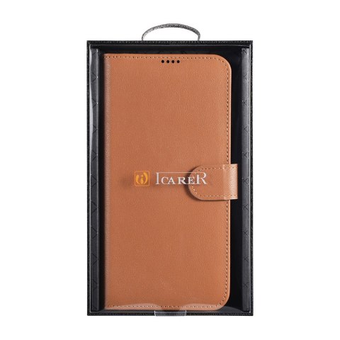 Etui ICarer Haitang Leather Wallet Case do Samsung Galaxy S22 brązowy