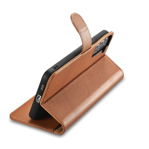 Etui ICarer Haitang Leather Wallet Case do Samsung Galaxy S22 brązowy