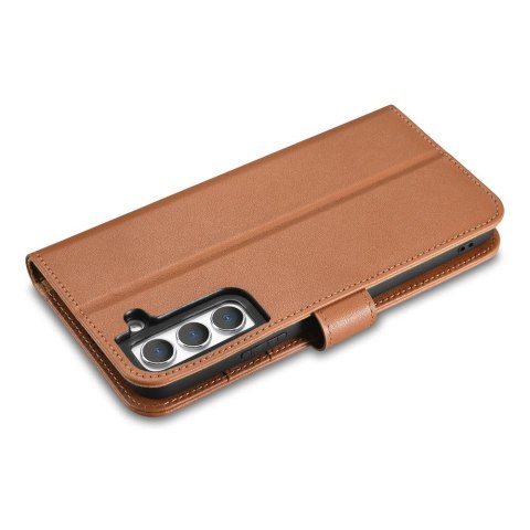 Etui ICarer Haitang Leather Wallet Case do Samsung Galaxy S22 brązowy