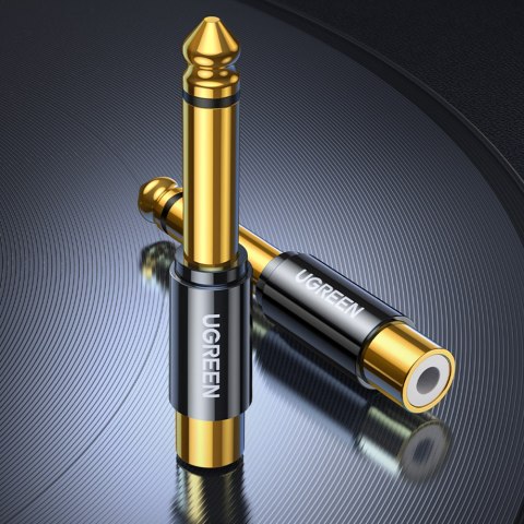 Ugreen przejściówka adapter jack 6,35 mm (męski) na RCA (żeński) złoty (AV169)