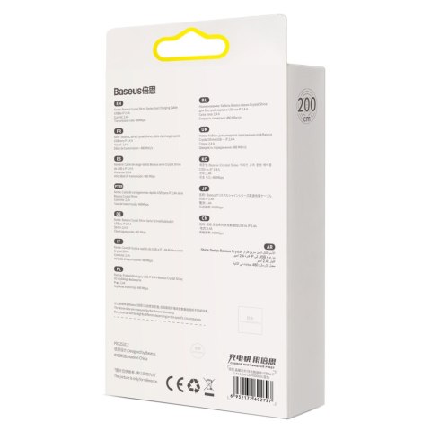 Baseus Crystal Shine Series kabel przewód USB do szybkiego ładowania i transferu danych USB Typ A - Lightning 2,4A 2m niebieski 