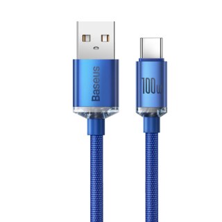 Baseus Crystal Shine Series kabel przewód USB do szybkiego ładowania i transferu danych USB Typ A - USB Typ C 100W 2m niebieski 