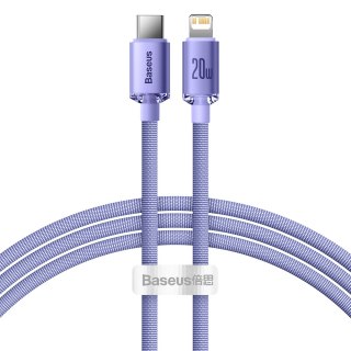 Baseus Crystal Shine Series kabel przewód USB do szybkiego ładowania i transferu danych USB Typ C - Lightning 20W 1,2m fioletowy