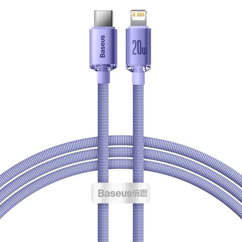 Baseus Crystal Shine Series kabel przewód USB do szybkiego ładowania i transferu danych USB Typ C - Lightning 20W 1,2m fioletowy