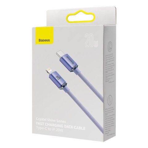 Baseus Crystal Shine Series kabel przewód USB do szybkiego ładowania i transferu danych USB Typ C - Lightning 20W 1,2m fioletowy