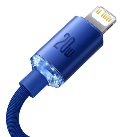 Baseus Crystal Shine Series kabel przewód USB do szybkiego ładowania i transferu danych USB Typ C - Lightning 20W 2m niebieski (