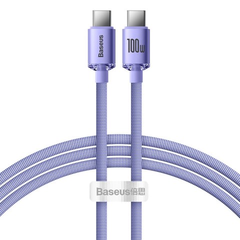Baseus Crystal Shine Series kabel przewód USB do szybkiego ładowania i transferu danych USB Typ C - USB Typ C 100W 1,2m fioletow