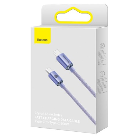 Baseus Crystal Shine Series kabel przewód USB do szybkiego ładowania i transferu danych USB Typ C - USB Typ C 100W 1,2m fioletow