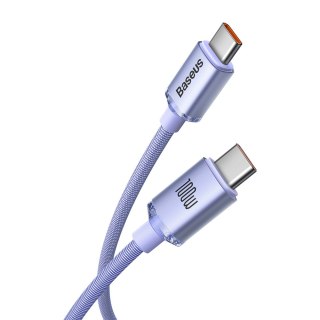 Baseus Crystal Shine Series kabel przewód USB do szybkiego ładowania i transferu danych USB Typ C - USB Typ C 100W 2m fioletowy 