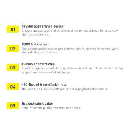 Baseus Crystal Shine Series kabel przewód USB do szybkiego ładowania i transferu danych USB Typ C - USB Typ C 100W 2m fioletowy 