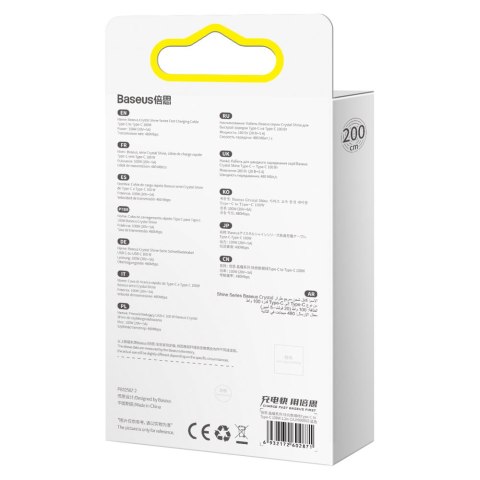 Baseus Crystal Shine Series kabel przewód USB do szybkiego ładowania i transferu danych USB Typ C - USB Typ C 100W 2m niebieski 