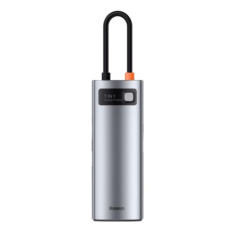 Baseus Metal Gleam Series multifunkcjonalny HUB USB 7w1 Typ C HDMI czytnik kart TF PD szary (WKWG020113)