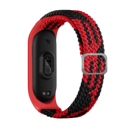 Opaska Strap Fabric do Xiaomi Mi Band 7 / 6 / 5 / 4 / 3 pleciony materiałowy czerwono-czarny