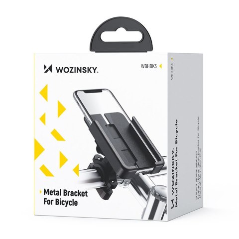 Wozinsky metalowy rowerowy uchwyt na kierownicę na smartfona czarny (WBHBK3)