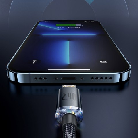 Baseus Crystal Shine Series kabel przewód USB do szybkiego ładowania i transferu danych USB Typ A - Lightning 2,4A 2m czarny (CA